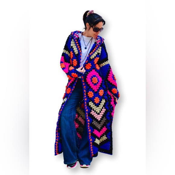 Colorful Crochet Long Cardigan - Picture 3 of 5